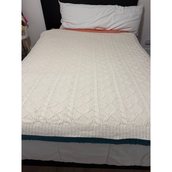 Nicole Miller Artelier Cottagecore Farmhouse Cable Knit Cream Throw Blanket - Picture 9 of 9